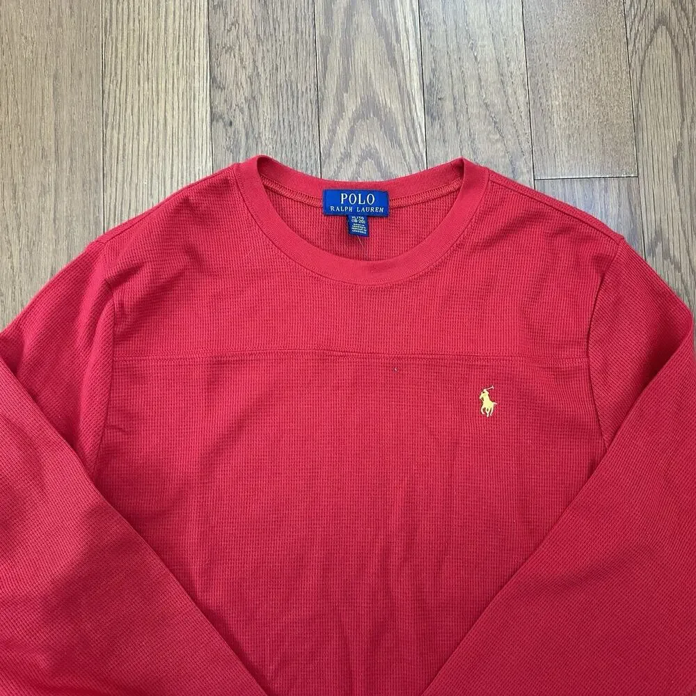 Polo Ralph Lauren Boys Long Sleeve Shirt‎ Red XL 18-20 Crewneck Cotton Blend NWT